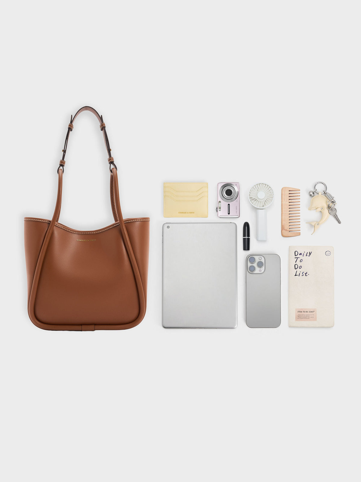 CHARLES & KEITH Best Price / Mini Lyla Tubular Tote Bag - Chocolate