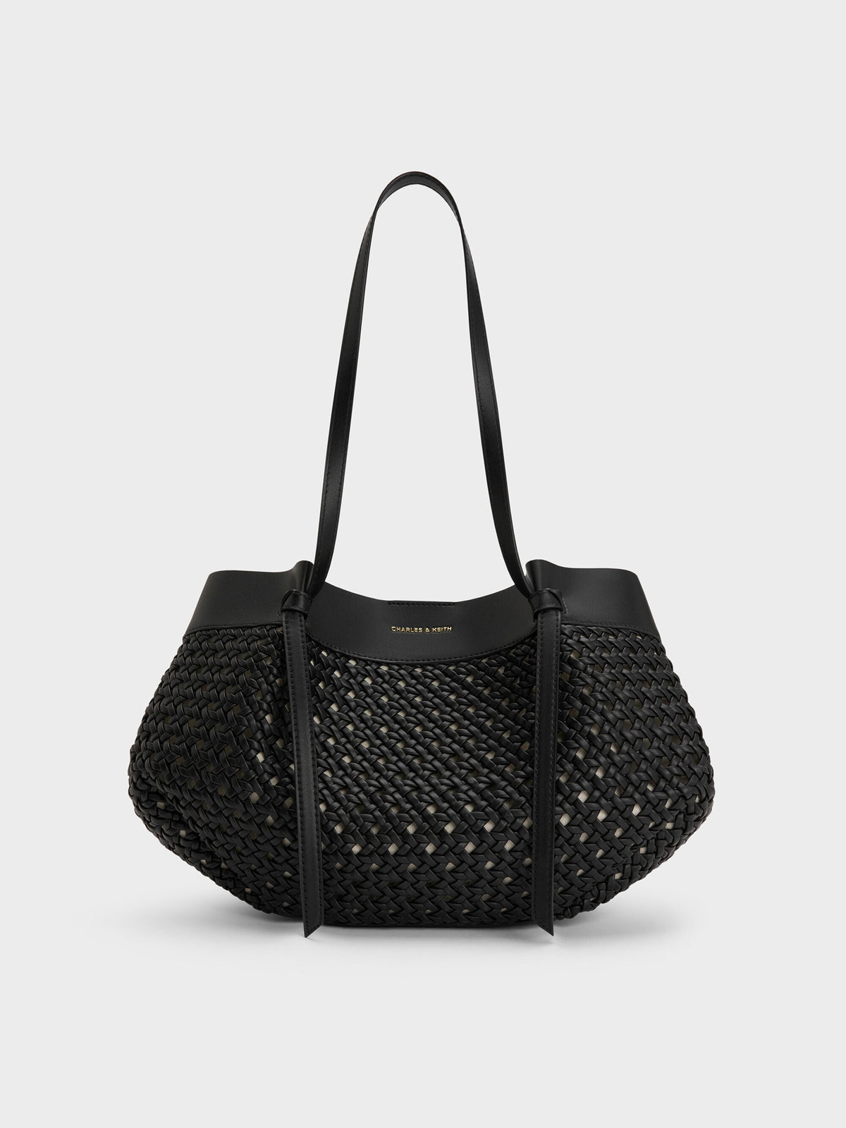 CHARLES & KEITH Signature / Calla Woven Tote Bag - Black