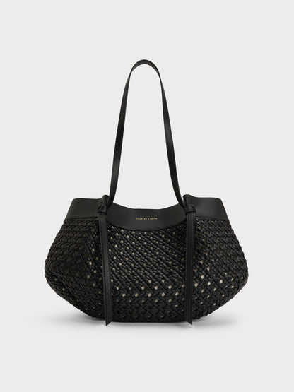 CHARLES & KEITH Signature / Calla Woven Tote Bag - Black
