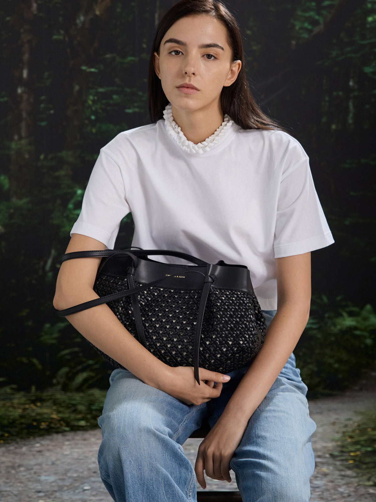 CHARLES & KEITH Signature / Calla Woven Tote Bag - Black