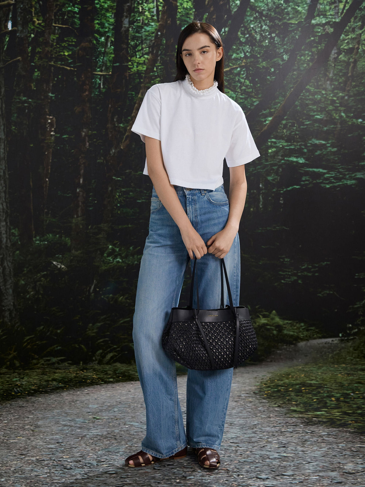 CHARLES & KEITH Signature / Calla Woven Tote Bag - Black
