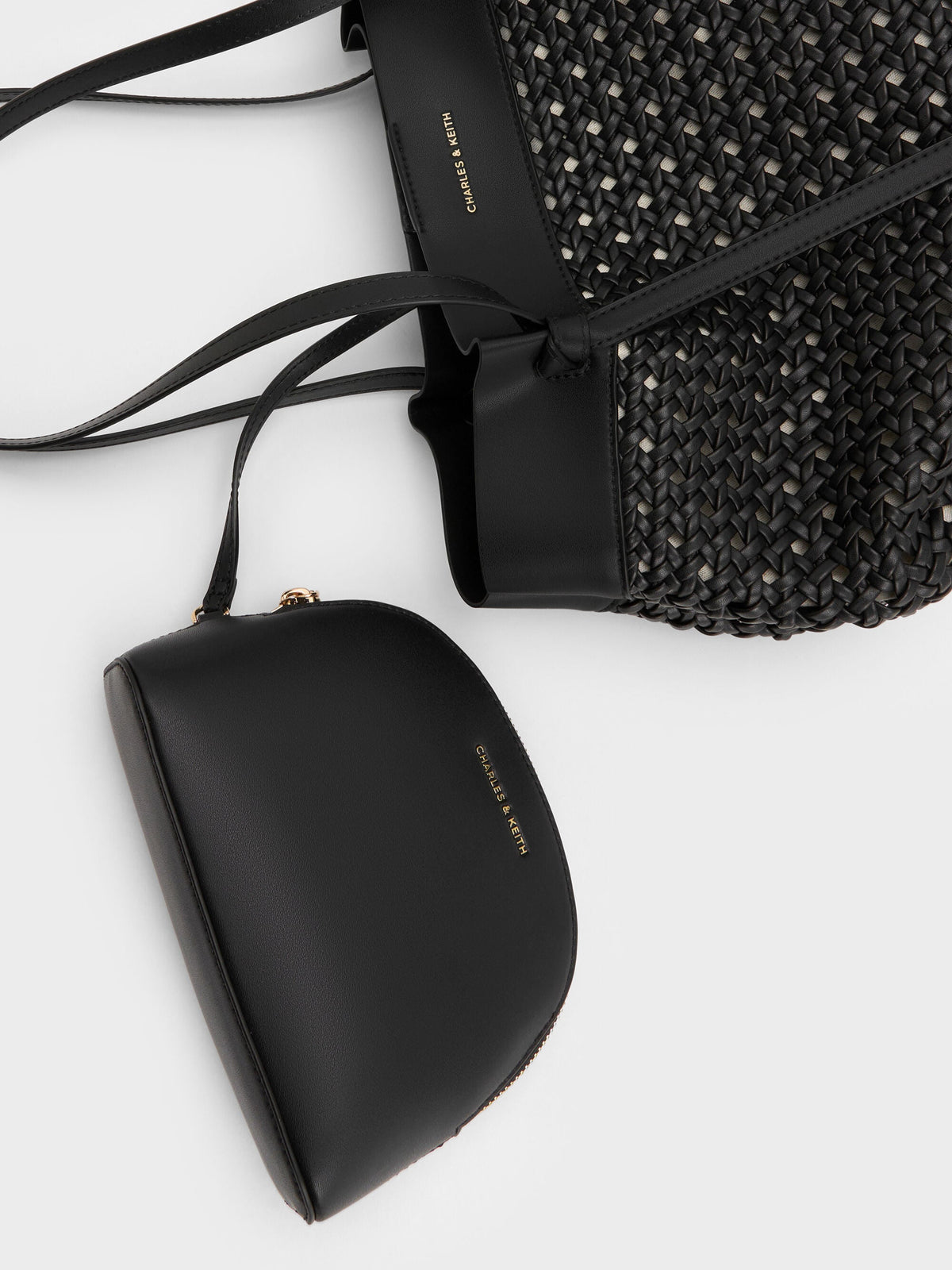 CHARLES & KEITH Signature / Calla Woven Tote Bag - Black