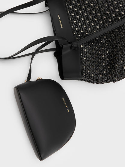 CHARLES & KEITH Signature / Calla Woven Tote Bag - Black