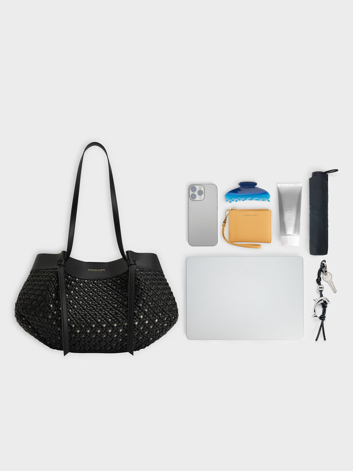 CHARLES & KEITH Signature / Calla Woven Tote Bag - Black