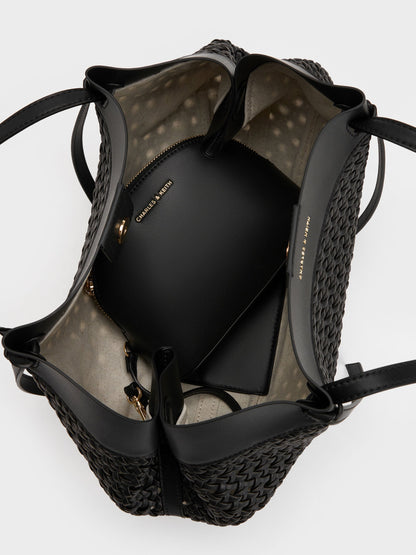 CHARLES & KEITH Signature / Calla Woven Tote Bag - Black