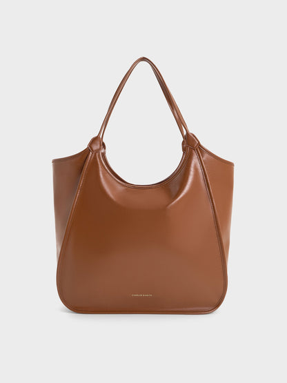 CHARLES & KEITH Exclusive / Sianna Crinkle-Effect Slouchy Tote Bag - Chocolate