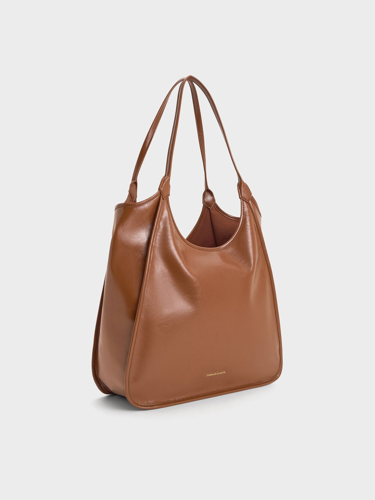 CHARLES & KEITH Exclusive / Sianna Crinkle-Effect Slouchy Tote Bag - Chocolate