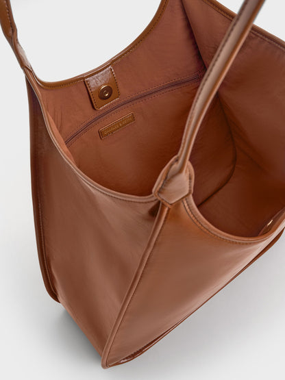 CHARLES & KEITH Exclusive / Sianna Crinkle-Effect Slouchy Tote Bag - Chocolate