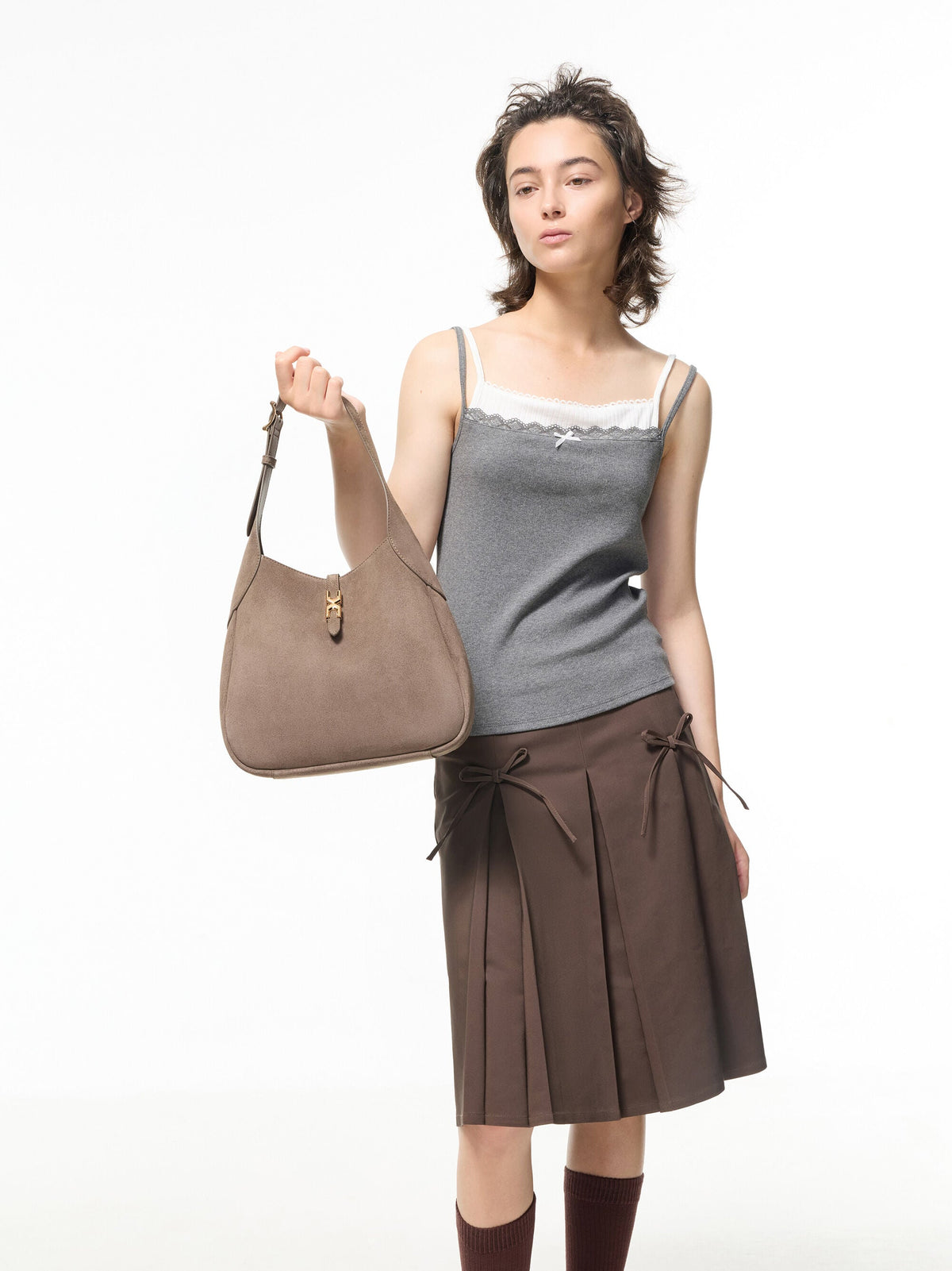 CHARLES & KEITH Top Pick / Adalyn Hobo Bag - Stone Grey