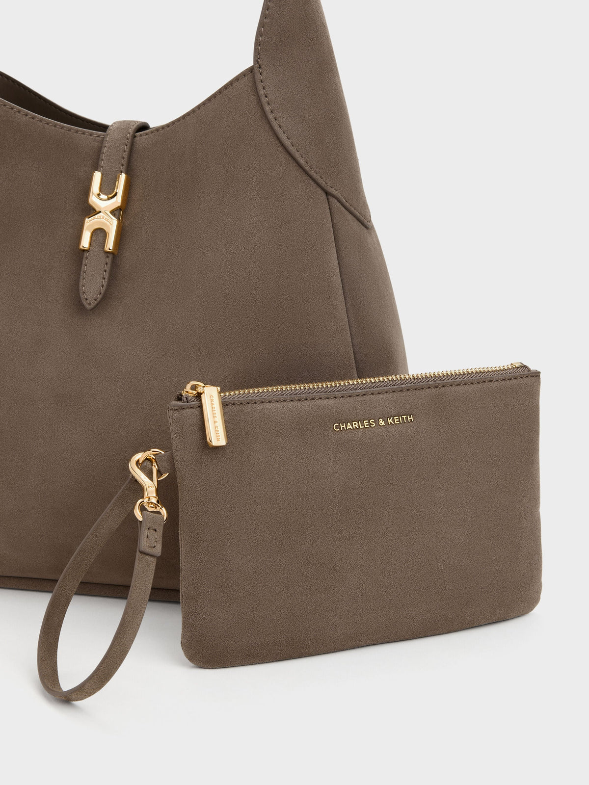 CHARLES & KEITH Top Pick / Adalyn Hobo Bag - Stone Grey