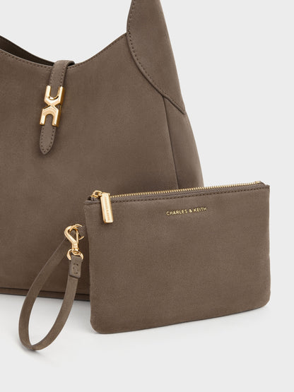 CHARLES & KEITH Top Pick / Adalyn Hobo Bag - Stone Grey