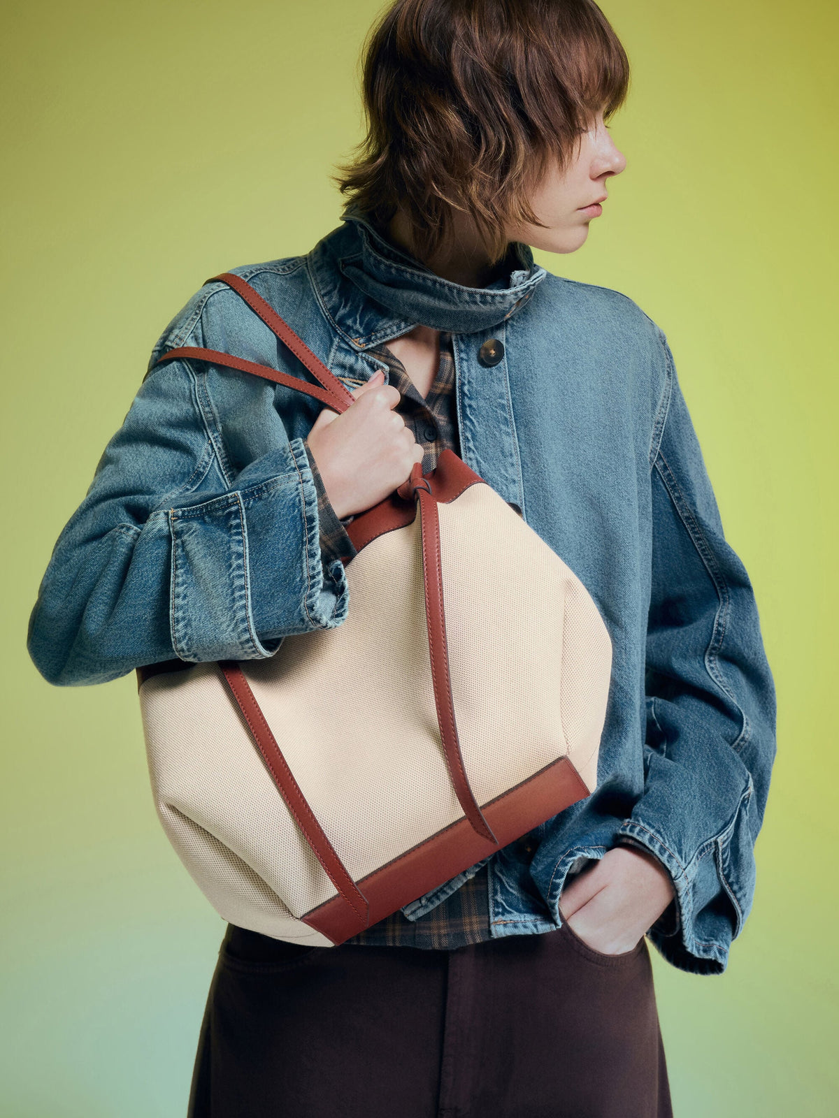 CHARLES & KEITH Hot Sale / XL Calla Canvas Tote Bag - Brick