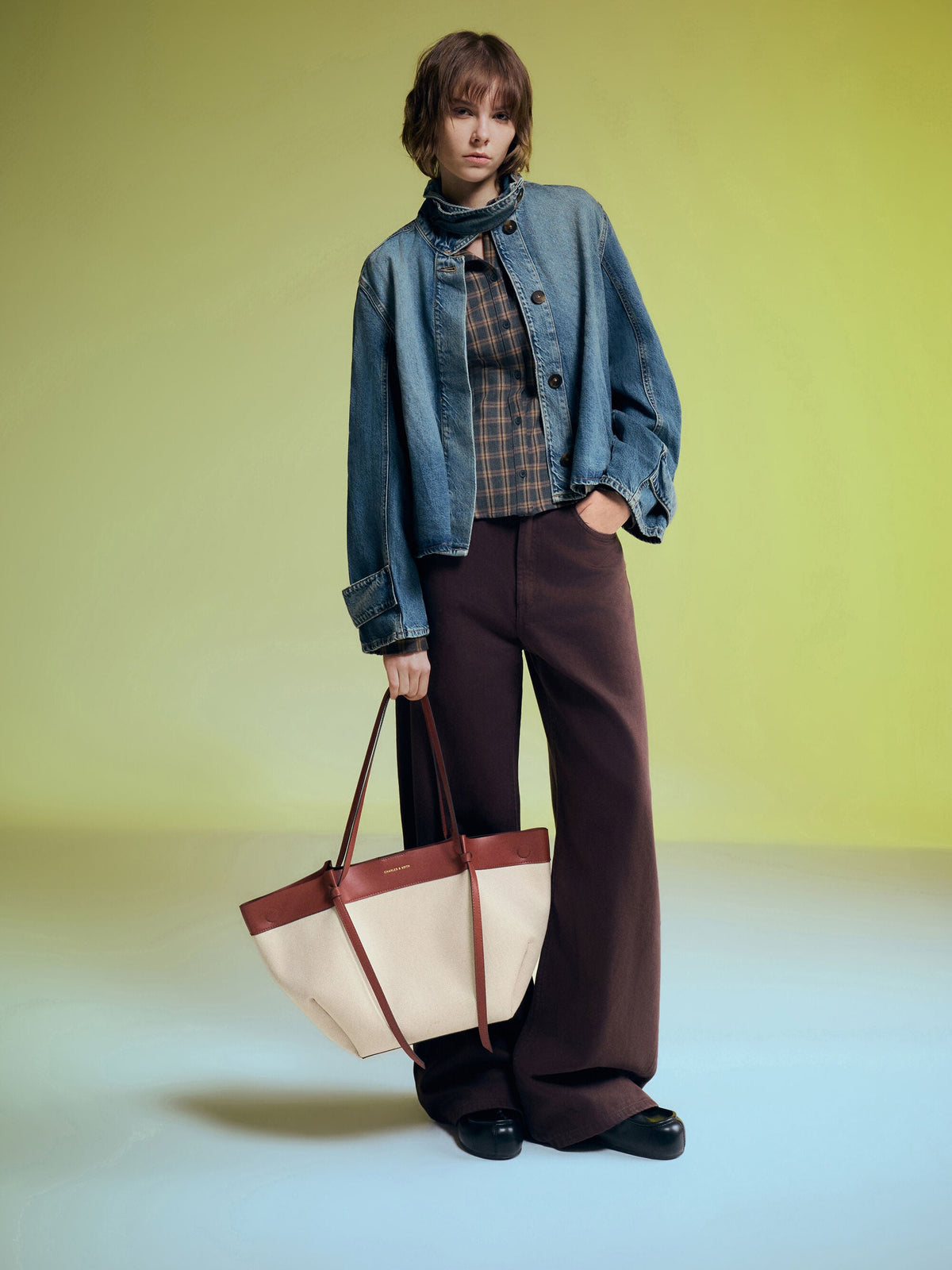 CHARLES & KEITH Hot Sale / XL Calla Canvas Tote Bag - Brick