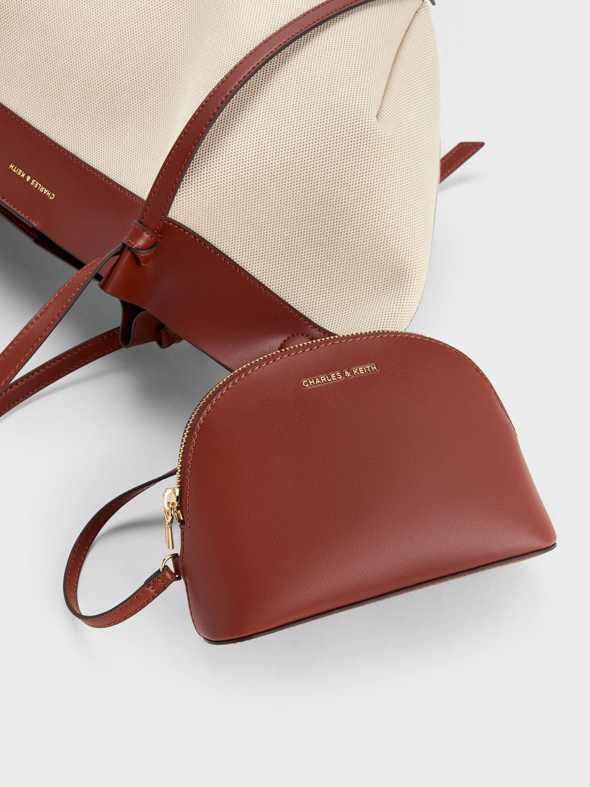 CHARLES & KEITH Hot Sale / XL Calla Canvas Tote Bag - Brick