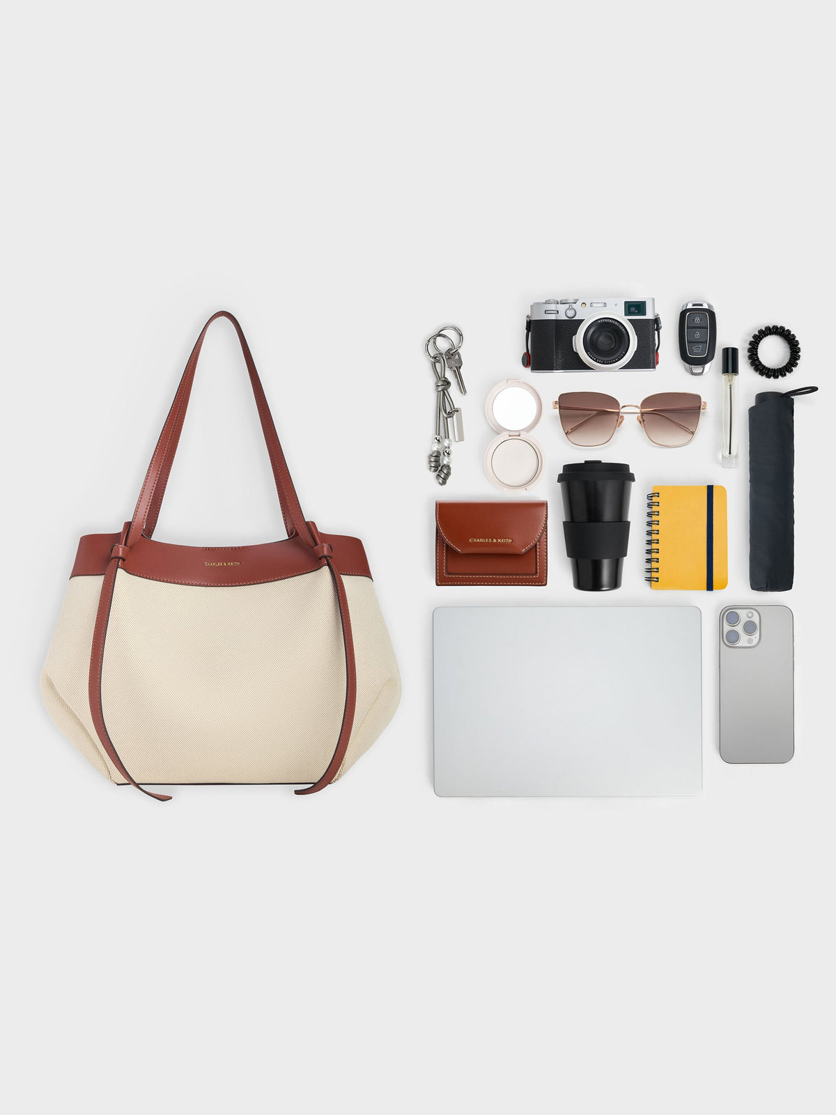 CHARLES & KEITH Hot Sale / XL Calla Canvas Tote Bag - Brick