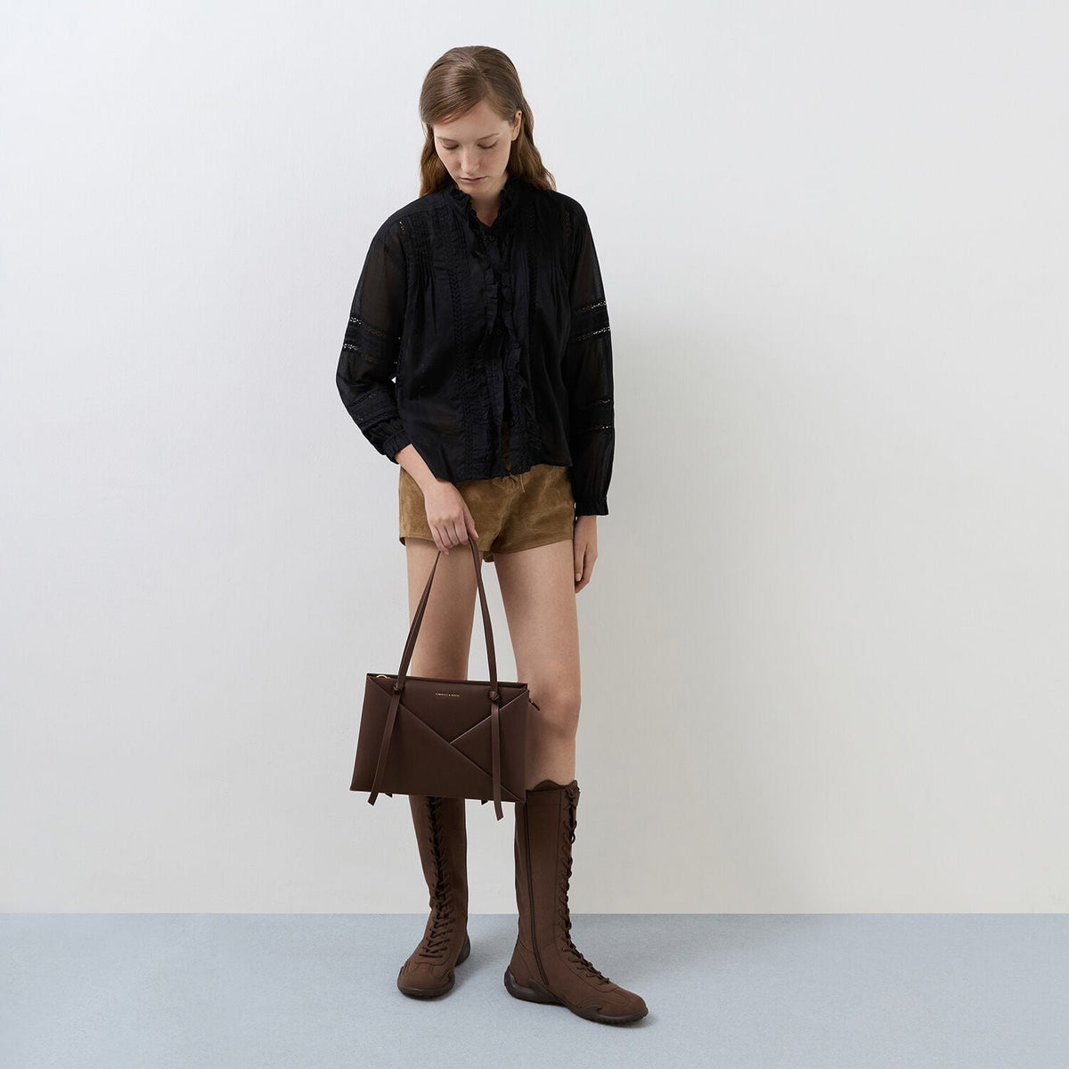 CHARLES & KEITH Latest / Midori Geometric Tote Bag - Espresso Brown