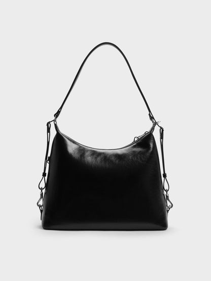 CHARLES & KEITH Classic / Atwood Chain Convertible Hobo Bag - Noir