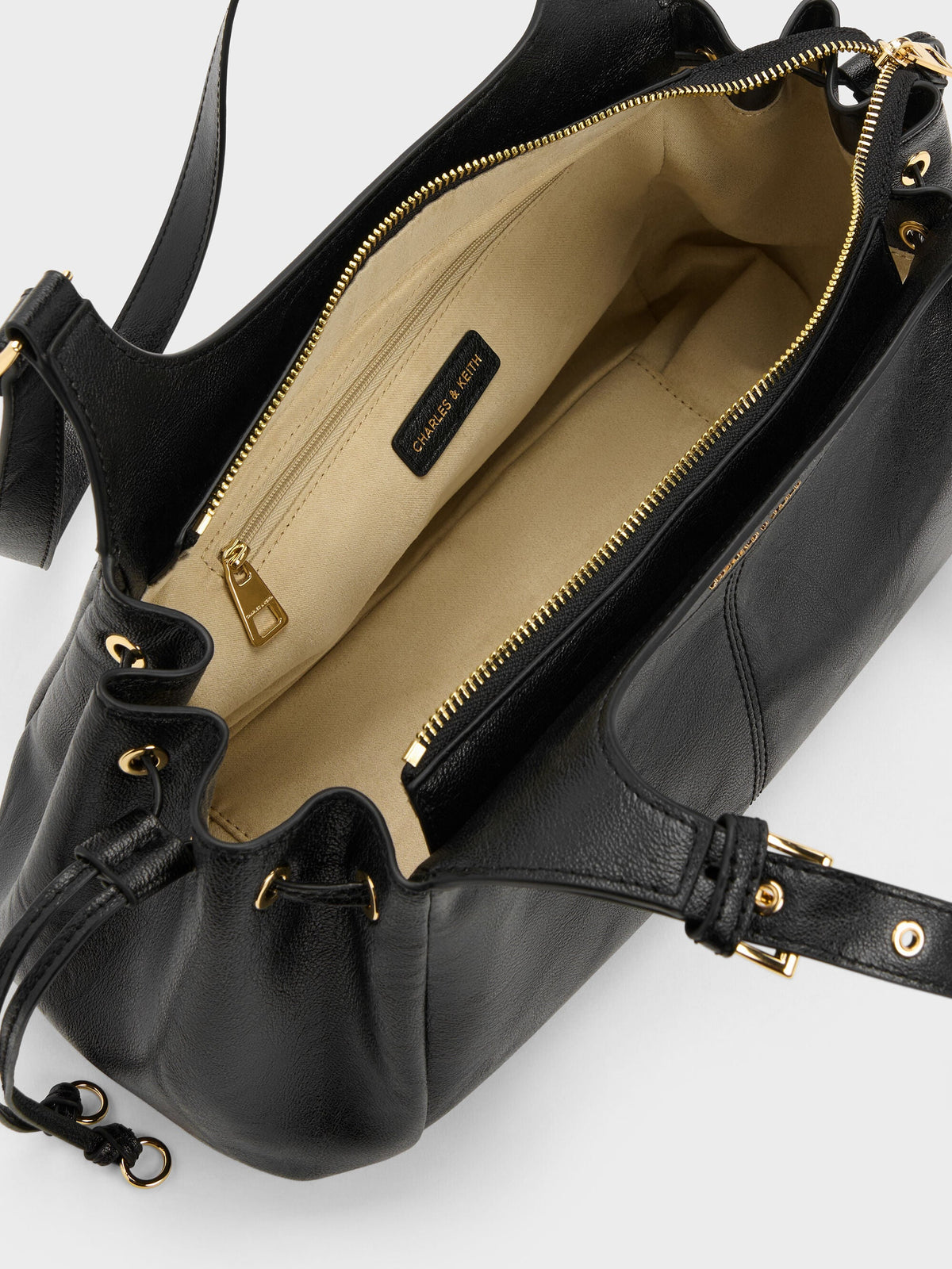 CHARLES & KEITH Deals / Lillith Drawstring Tote Bag - Black