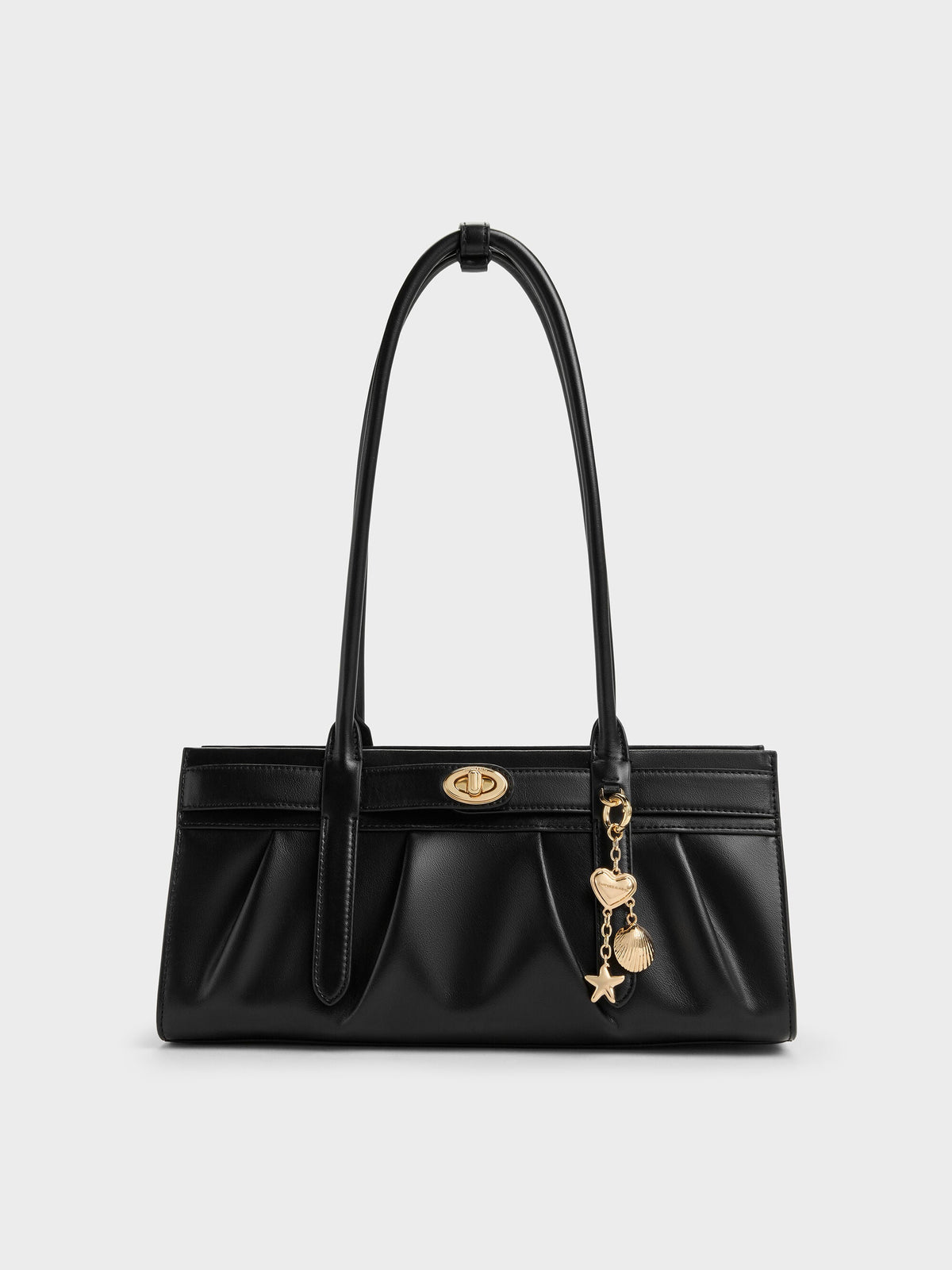 CHARLES & KEITH Trusted / Isolde Belted Ruched Shoulder Bag - Black
