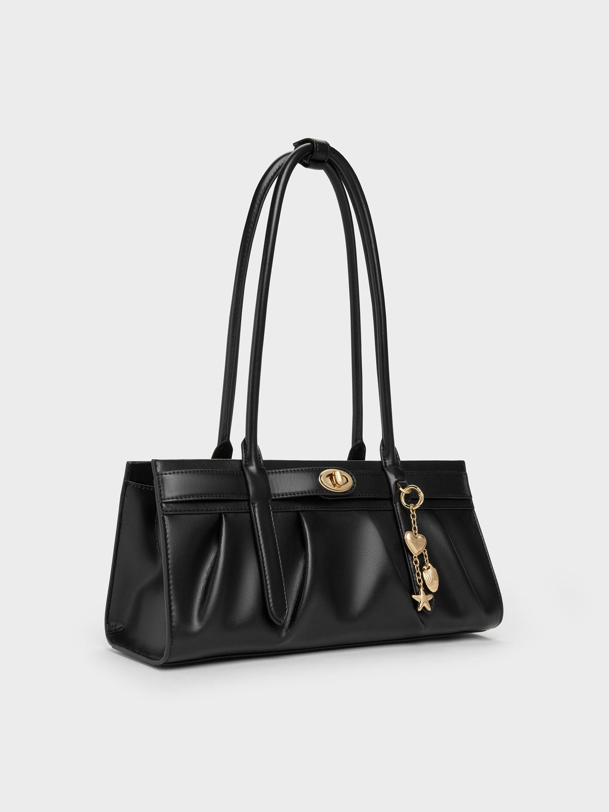 CHARLES & KEITH Trusted / Isolde Belted Ruched Shoulder Bag - Black