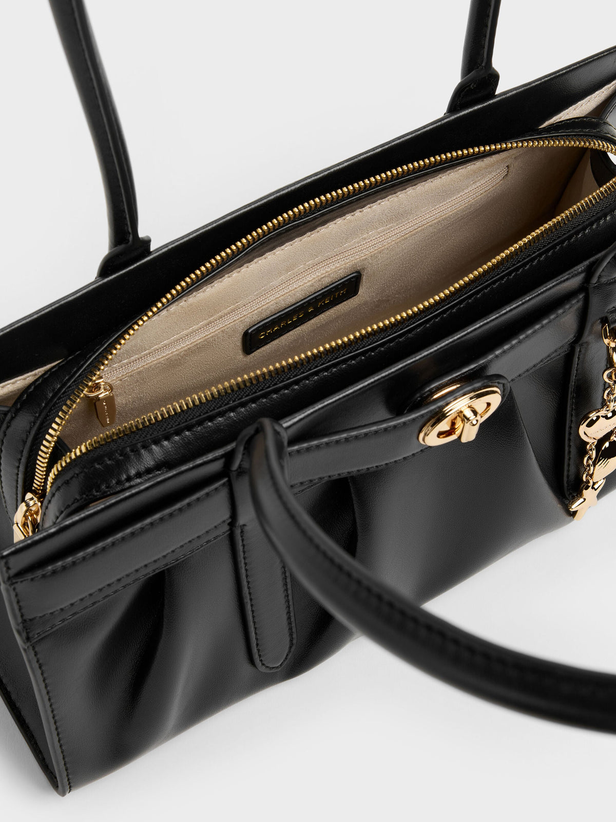 CHARLES & KEITH Trusted / Isolde Belted Ruched Shoulder Bag - Black