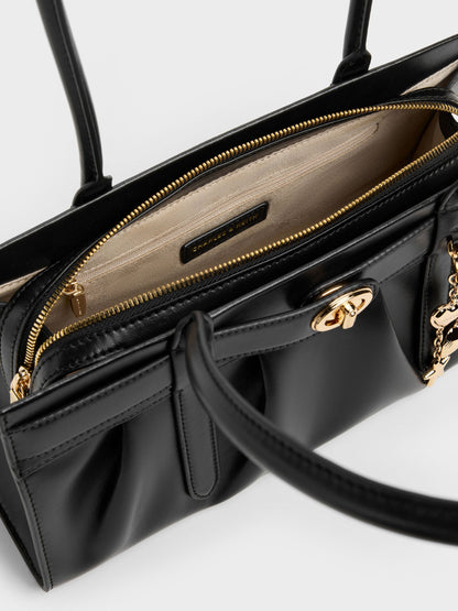 CHARLES & KEITH Trusted / Isolde Belted Ruched Shoulder Bag - Black