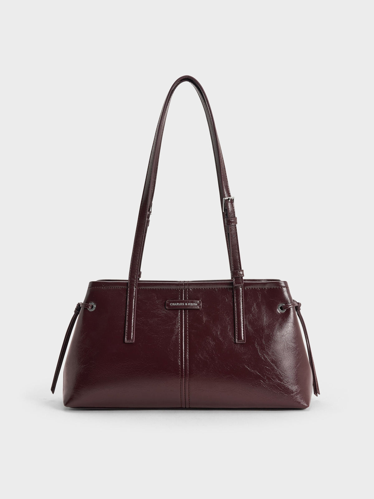 CHARLES & KEITH Quality / Noane Elongated-Handle Shoulder Bag - Wineberry Red