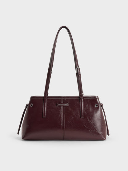 CHARLES & KEITH Quality / Noane Elongated-Handle Shoulder Bag - Wineberry Red