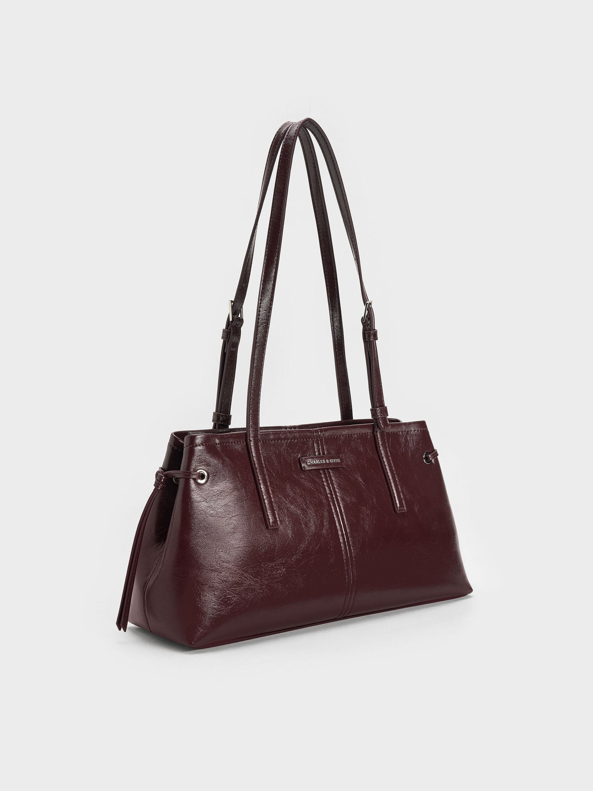 CHARLES & KEITH Quality / Noane Elongated-Handle Shoulder Bag - Wineberry Red