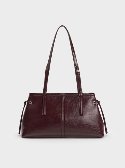 CHARLES & KEITH Quality / Noane Elongated-Handle Shoulder Bag - Wineberry Red