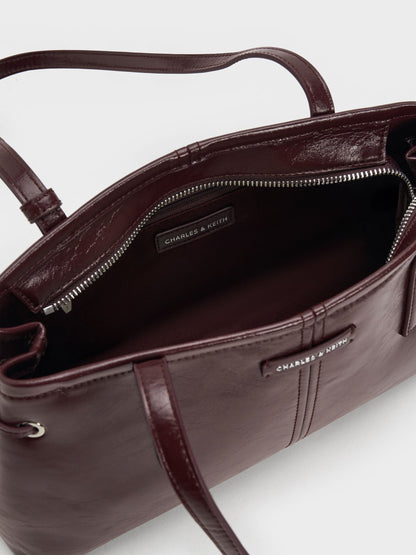 CHARLES & KEITH Quality / Noane Elongated-Handle Shoulder Bag - Wineberry Red