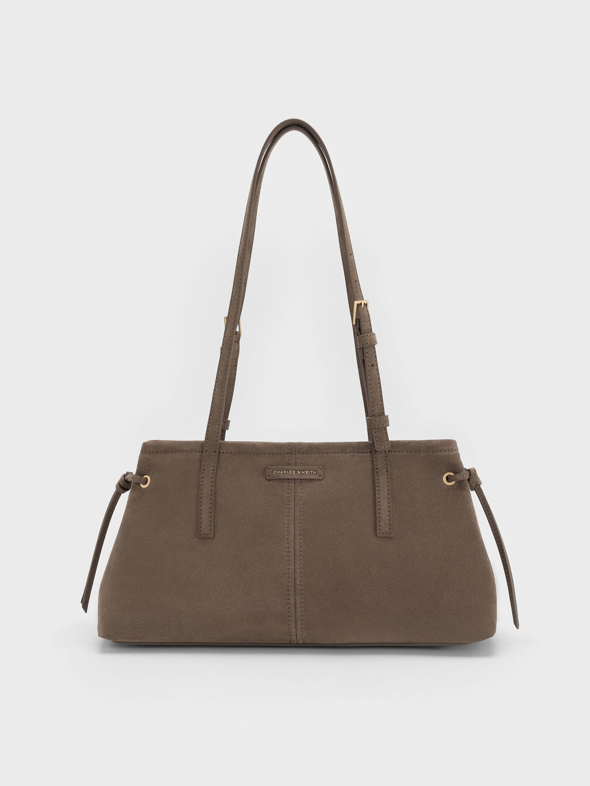 CHARLES & KEITH Top Pick / Noane Elongated-Handle Shoulder Bag - Stone Grey