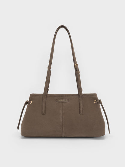 CHARLES & KEITH Top Pick / Noane Elongated-Handle Shoulder Bag - Stone Grey