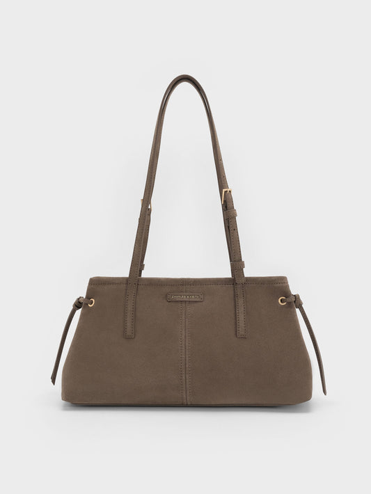 CHARLES & KEITH Top Pick / Noane Elongated-Handle Shoulder Bag - Stone Grey