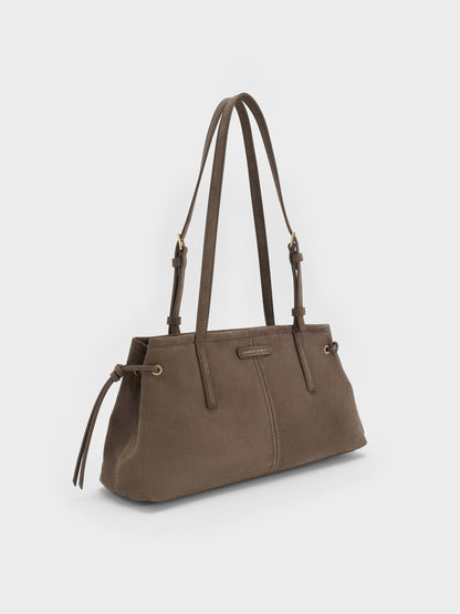 CHARLES & KEITH Top Pick / Noane Elongated-Handle Shoulder Bag - Stone Grey