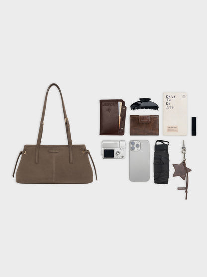 CHARLES & KEITH Top Pick / Noane Elongated-Handle Shoulder Bag - Stone Grey