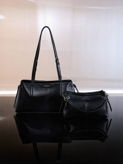 CHARLES & KEITH Great Value / Noane Elongated-Handle Shoulder Bag - Noir