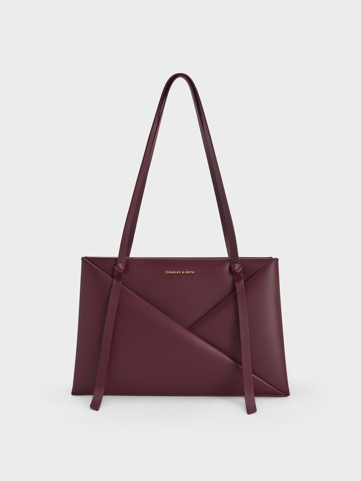 CHARLES & KEITH Classic / Midori Geometric Tote Bag - Wineberry Red