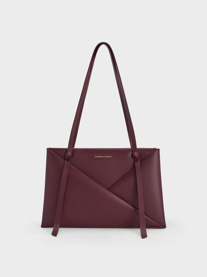 CHARLES & KEITH Classic / Midori Geometric Tote Bag - Wineberry Red