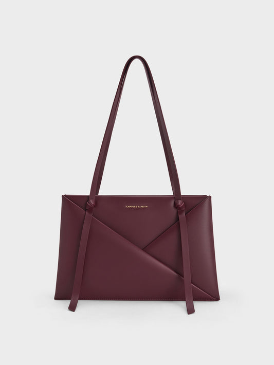 CHARLES & KEITH Classic / Midori Geometric Tote Bag - Wineberry Red