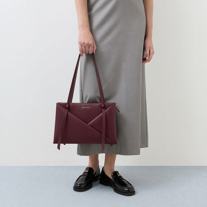 CHARLES & KEITH Classic / Midori Geometric Tote Bag - Wineberry Red
