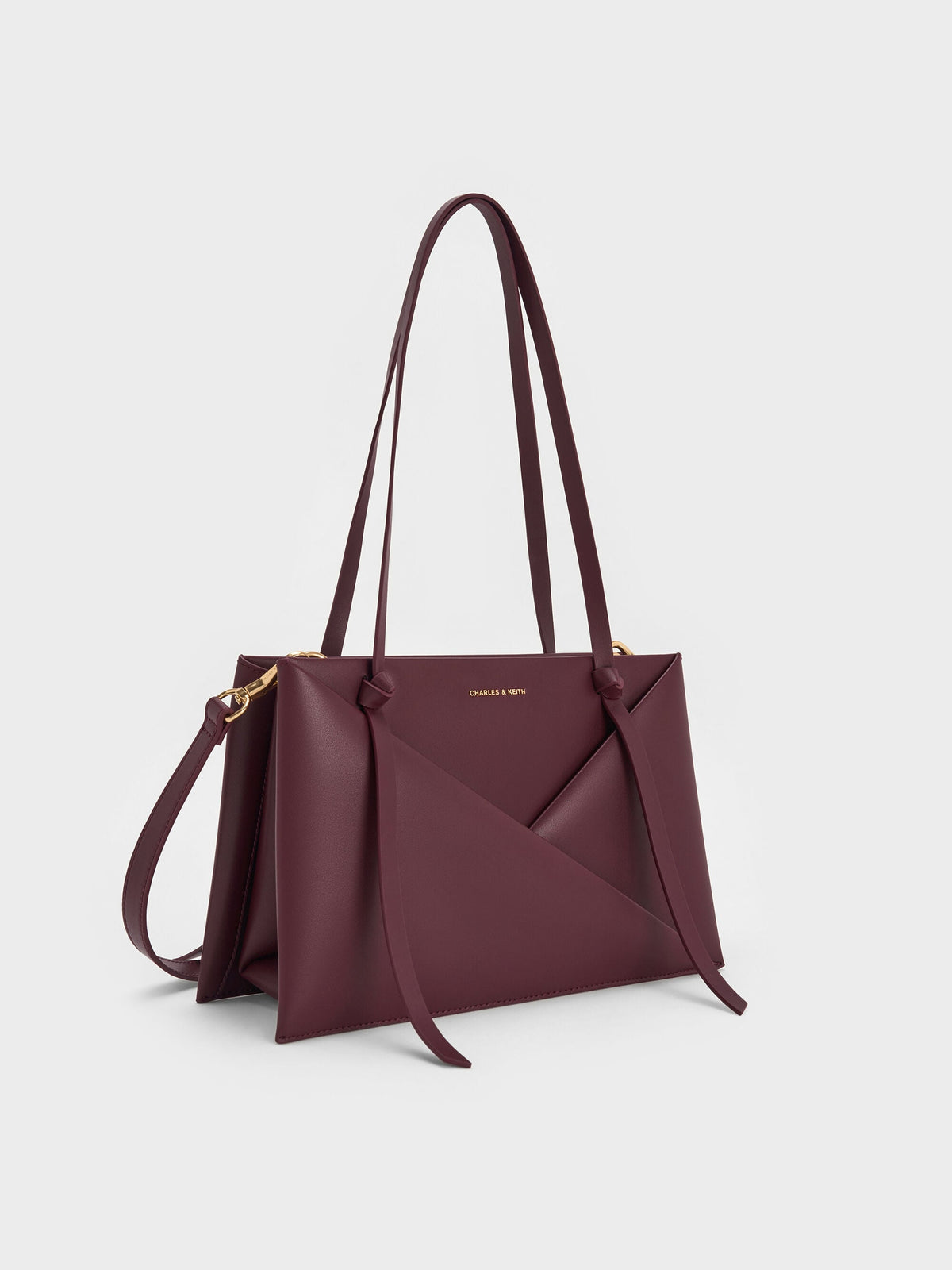 CHARLES & KEITH Classic / Midori Geometric Tote Bag - Wineberry Red