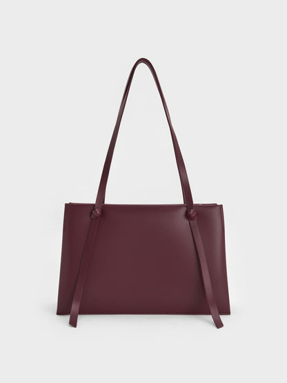 CHARLES & KEITH Classic / Midori Geometric Tote Bag - Wineberry Red