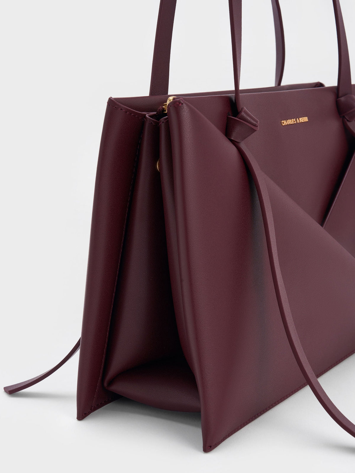 CHARLES & KEITH Classic / Midori Geometric Tote Bag - Wineberry Red
