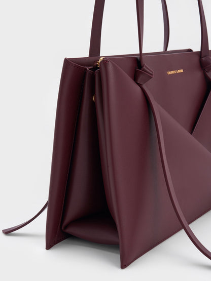 CHARLES & KEITH Classic / Midori Geometric Tote Bag - Wineberry Red