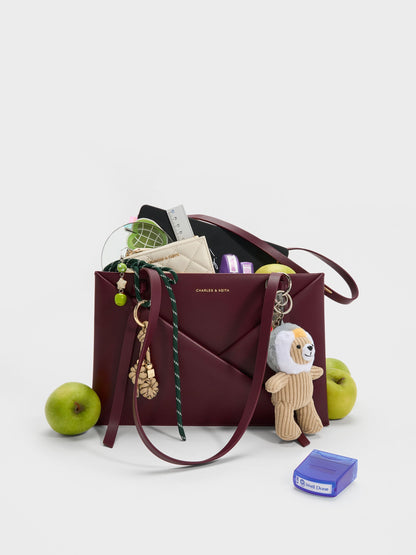 CHARLES & KEITH Classic / Midori Geometric Tote Bag - Wineberry Red
