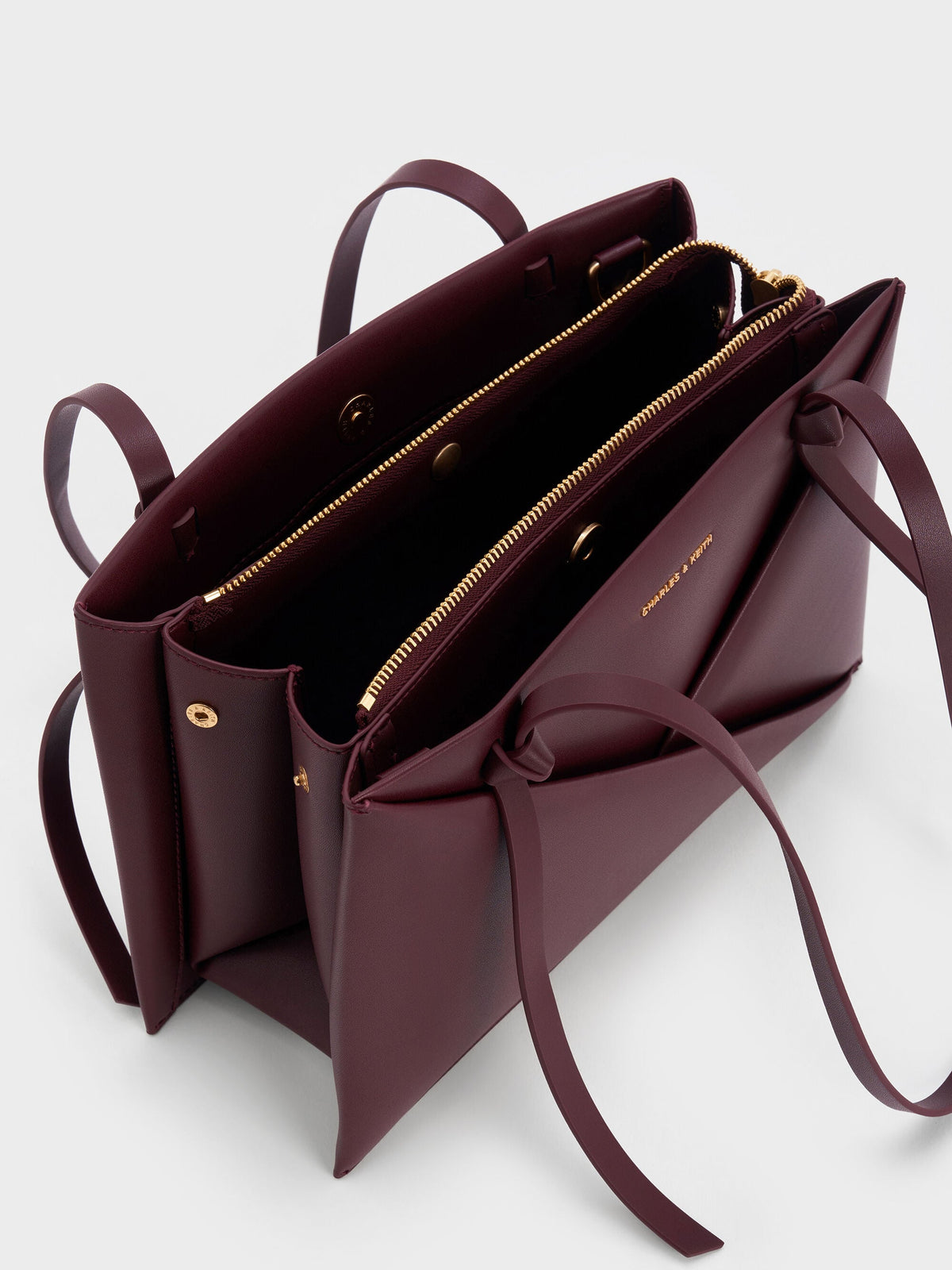 CHARLES & KEITH Classic / Midori Geometric Tote Bag - Wineberry Red