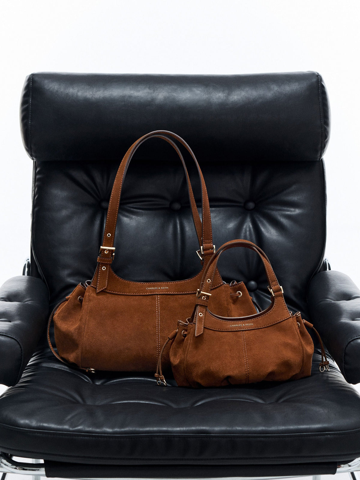 CHARLES & KEITH Top Pick / Lillith Drawstring Tote Bag - Pecan Brown