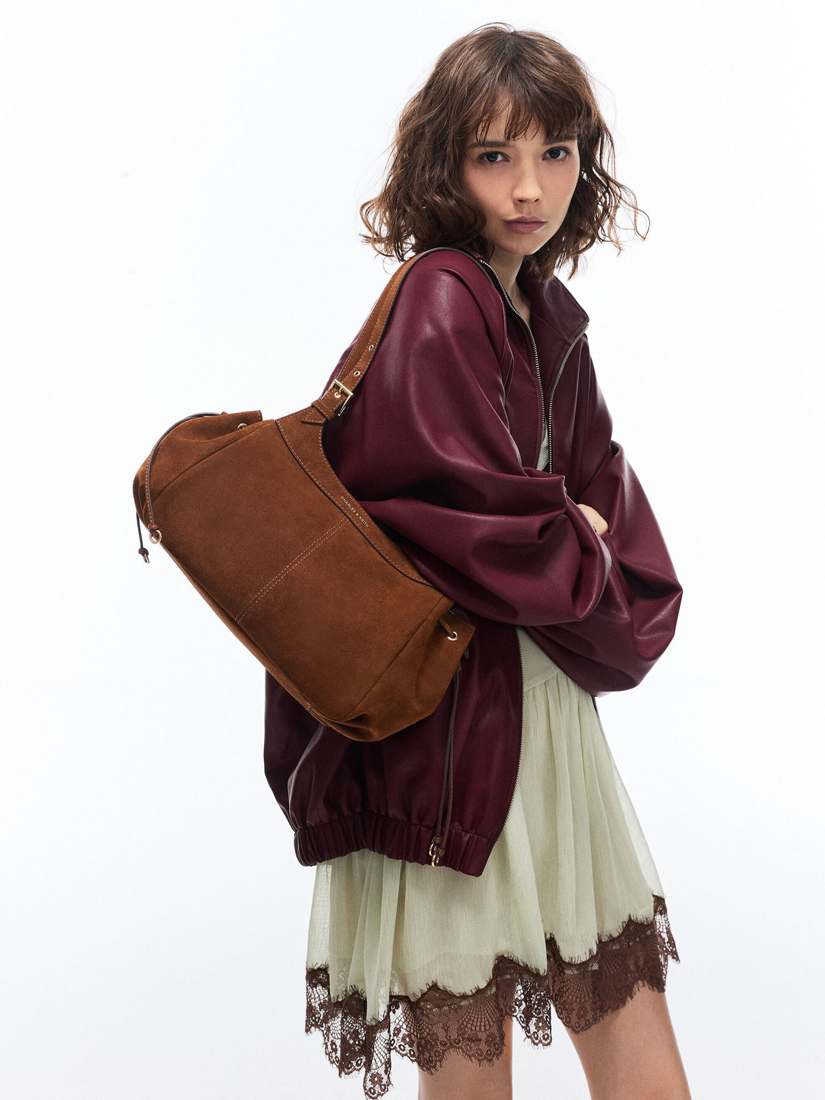 CHARLES & KEITH Top Pick / Lillith Drawstring Tote Bag - Pecan Brown