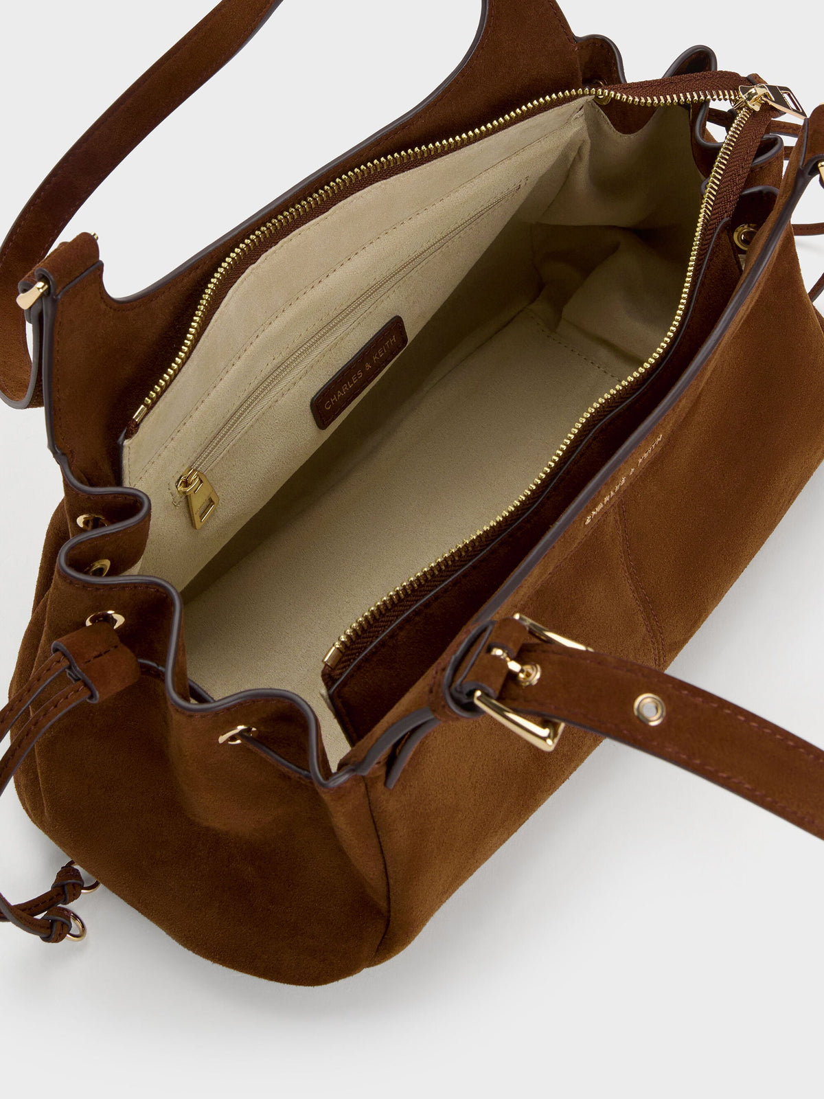 CHARLES & KEITH Top Pick / Lillith Drawstring Tote Bag - Pecan Brown